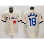 Los Angeles Dodgers #18 Yoshinobu Yamamoto Number Cream AmberGomez 2024 City Connect Limited Stitched Jerseys