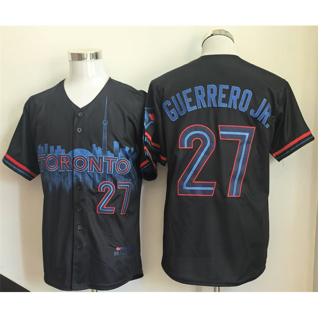Toronto Blue Jays #27 Vladimir Guerrero Jr. Navy AmberGomez 2024 City Connect Limited Stitched Jersey
