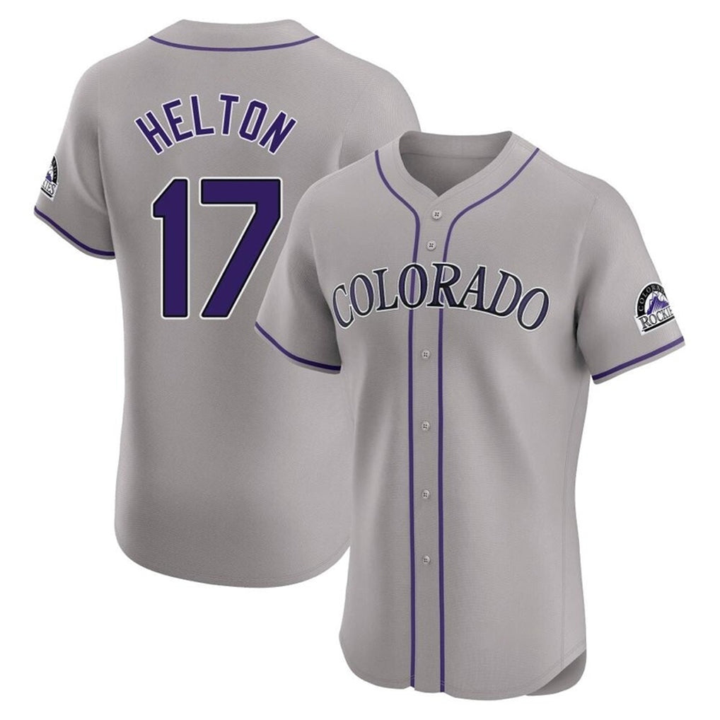 Colorado Rockies #17 Todd Helton Player Gray AmberGomez Limited Elite Home Stitched Jerseys