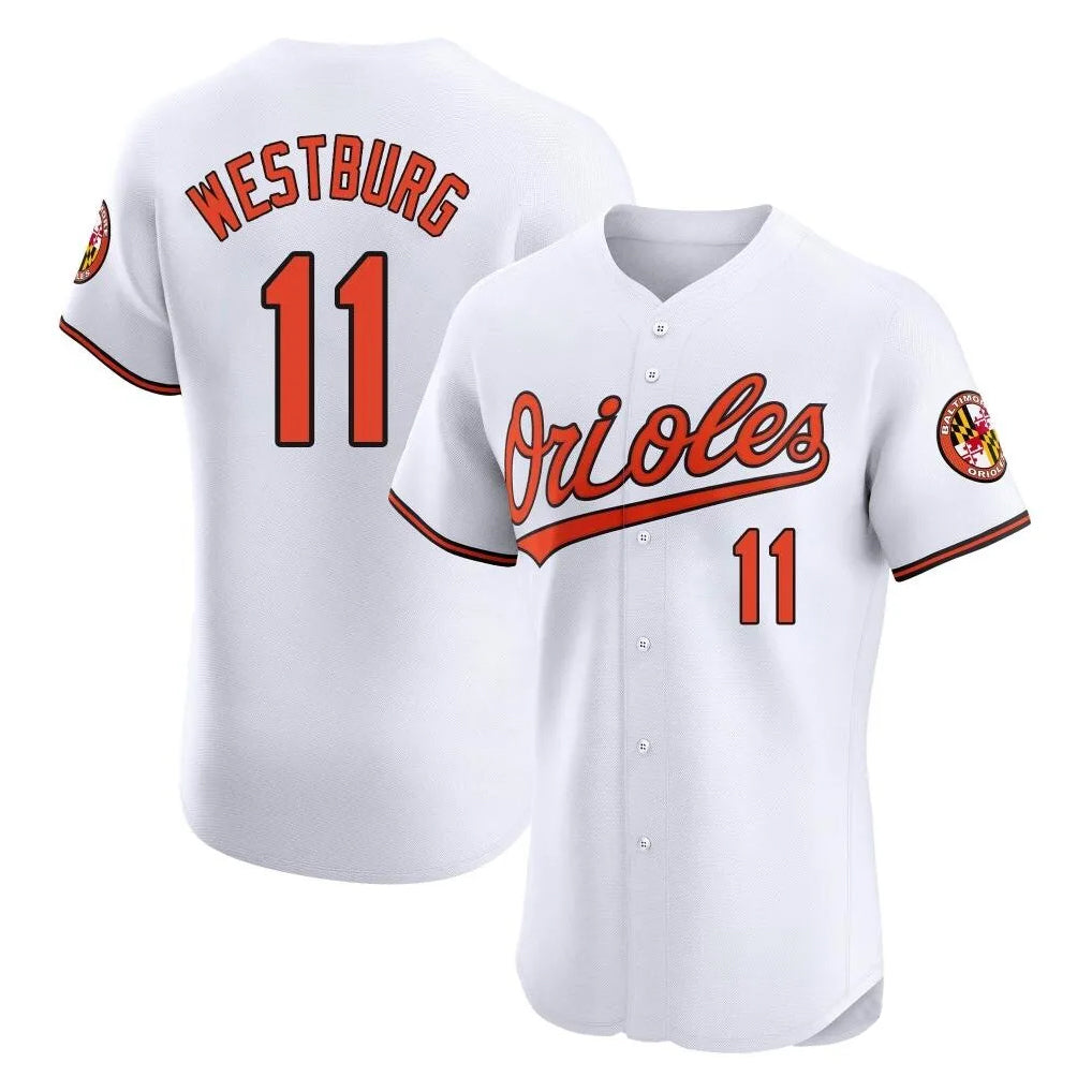 Baltimore Orioles #11 Jordan Westburg Player White AmberGomez Limited Elite Home Game Stitched Jerseys