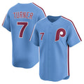 Philadelphia Phillies #7 Trea Turner Light Blue AmberGomez Alternate Limited Player Jersey
