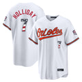Baltimore Orioles #7 Jackson Holliday Player White AmberGomez USA 250 Fourth of July Home Game Stitched Jerseys
