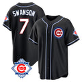 Chicago Cubs #7 Dansby Swanson Player Black AmberGomez Snake Skin City Game Stitched Jerseys