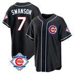 Chicago Cubs #7 Dansby Swanson Player Black AmberGomez Snake Skin City Game Stitched Jerseys