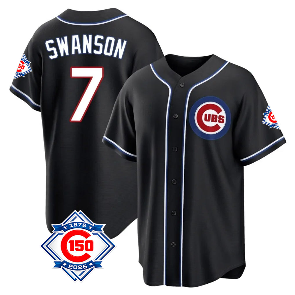 Chicago Cubs #7 Dansby Swanson Player Black AmberGomez Snake Skin City Game Stitched Jerseys