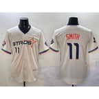 Houston Astros #11 Cam Smith Cream AmberGomez 2025 City Connect With Texas Patch Limited Stitched Jersey