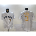 New York Yankees #3 Babe Ruth White AmberGomez Pinstripe Fashion Cool Base Jerseys