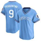 Kansas City Royals #9 Vinnie Pasquantino Player Light Blue AmberGomez Limited Throwback Cooperstown Collection T-shirt Stitched Jerseys