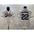 Detroit Tigers #22 Parker Meadows White AmberGomez With Patch Cool Base Stitched Jersey