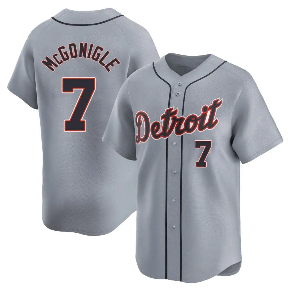 Detroit Tigers #7 Kevin McGonigle Player Gray AmberGomez Home Limited Stitched Jerseys