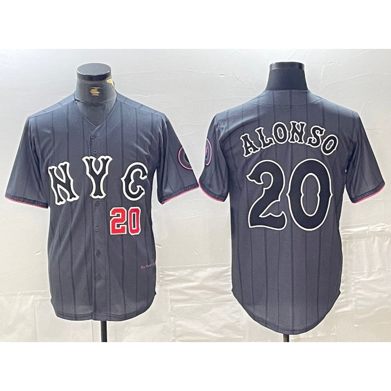 New York Mets #20 Pete Alonso Number Grey AmberGomez 2024 City Connect Cool Base Stitched Jerseys