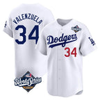 Los Angeles Dodgers #34 Fernando Valenzuela Player White AmberGomez World Series Limited Home Stitched Jerseys