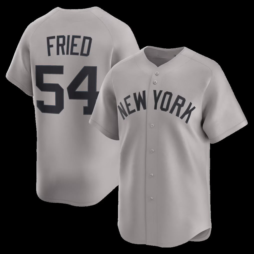New York Yankees #54 Max Fried Gray AmberGomez Road Limited Player Jersey