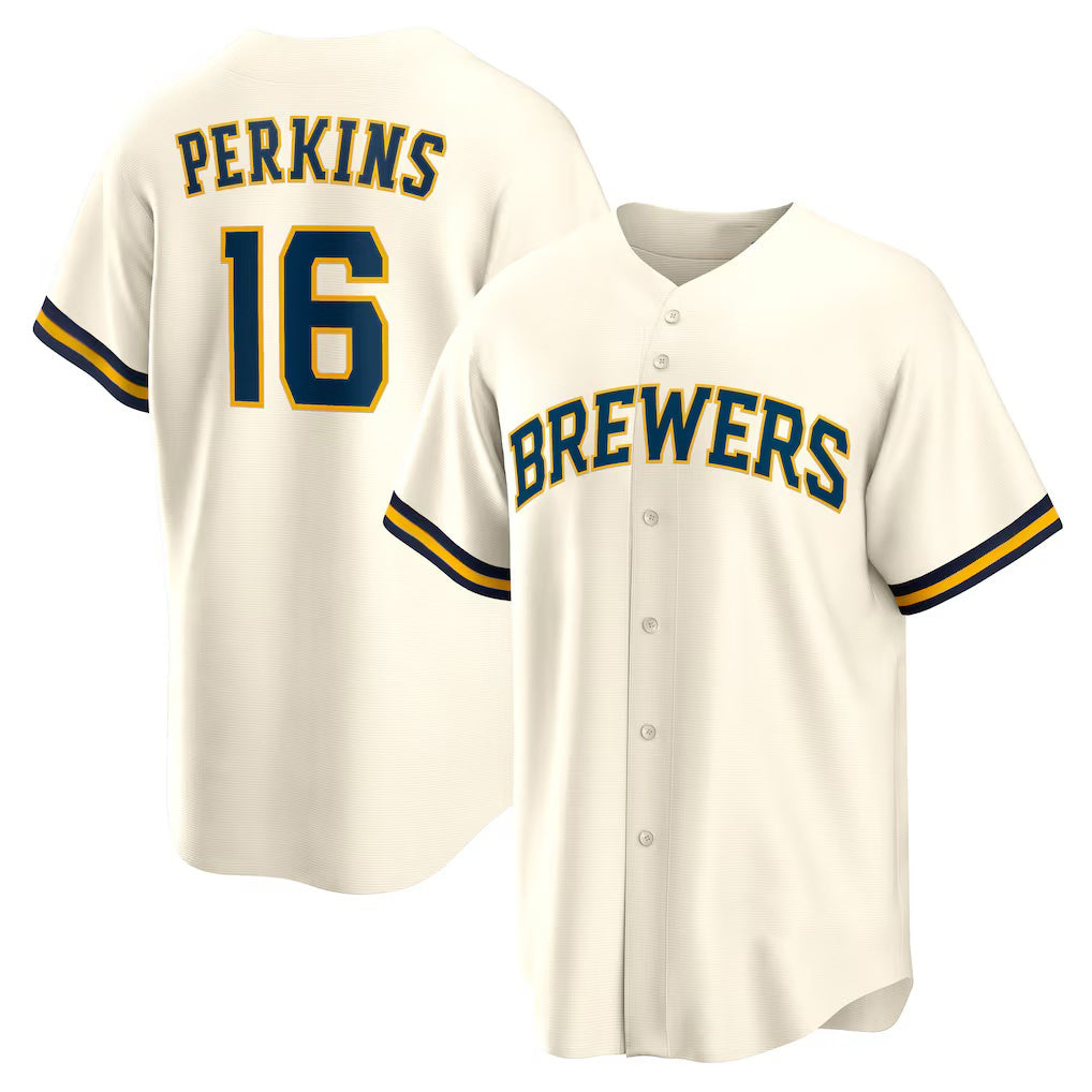 Milwaukee Brewers #16 Blake Perkins Cream AmberGomez Home Replica Jersey
