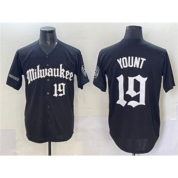 Milwaukee Brewers #19 Robin Yount Black AmberGomez 'Gothic 414 Shadows Edition' Vapor Premier Limited Stitched Jersey