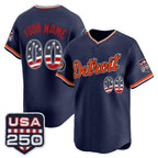 Custom Detroit Tigers Navy AmberGomez USA 250 Fourth of July Vapor Premier Limited Jersey ¨C All Stitched