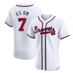 Atlanta Braves #7 Ha-Seong Kim Player White AmberGomez Limited Elite Home Game Stitched Jerseys