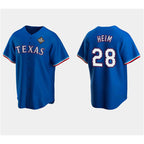Texas Rangers #28 Jonah Heim Royal AmberGomez 2023 World Series Stitched Jersey