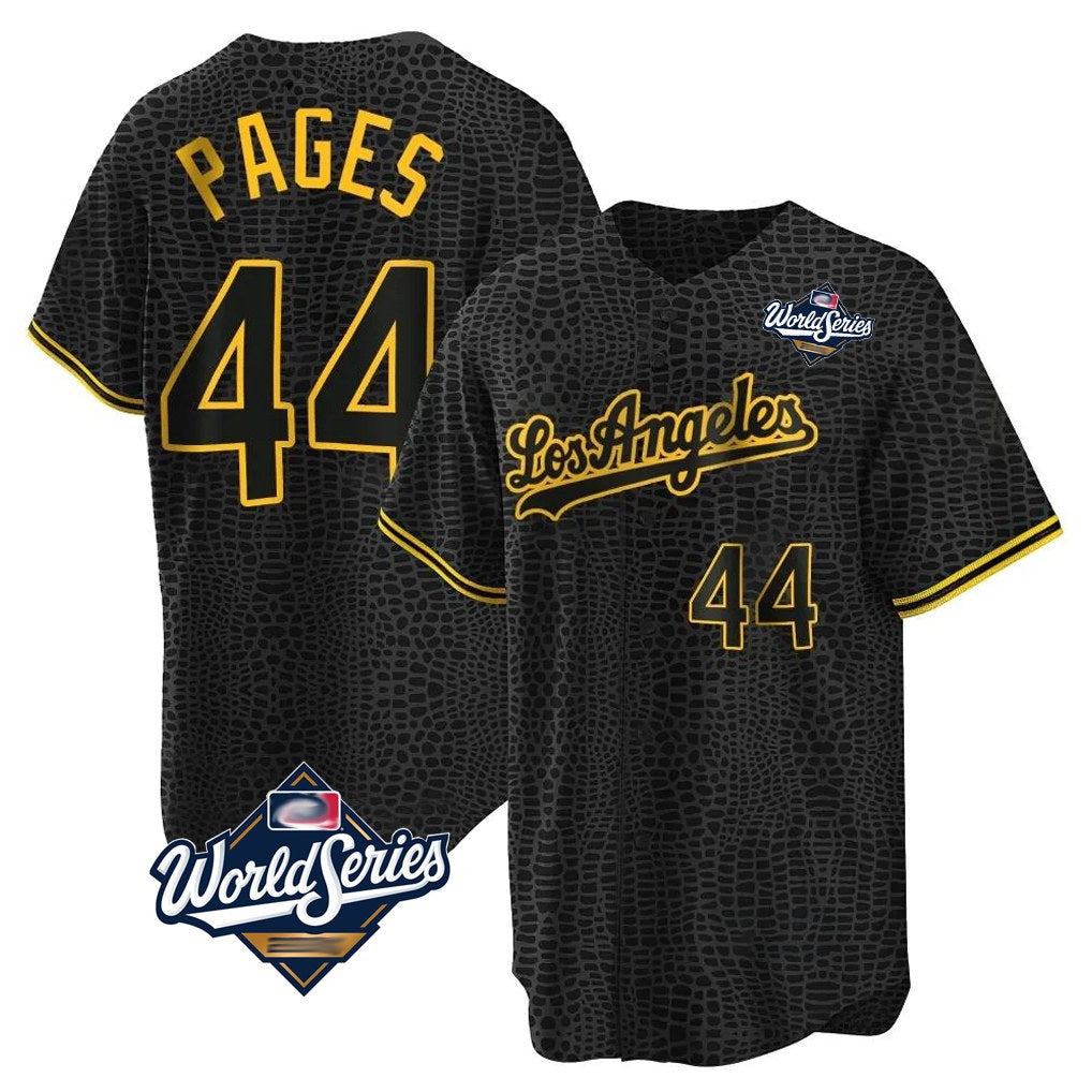 Los Angeles Dodgers #44 Andy Pages Player Black Gold AmberGomez World Series Limited Home Stitched Jerseys