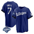 Los Angeles Dodgers #7 Blake Snell Player Royal AmberGomez City Connect Game World Series Meet Stitched Jerseys