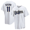 Los Angeles Dodgers #11 Roki Sasaki Player Gold White AmberGomez 2026 Collection Stadium Game Stitched Jerseys
