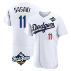 Los Angeles Dodgers #11 Roki Sasaki Player Gold White AmberGomez World Series 2026 Collection Stadium Limited Elite Stitched Jerseys