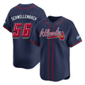 Atlanta Braves #56 Spencer Schwellenbach Player Navy AmberGomez 2025 Speedway Classic Home Game Stitched Jerseys