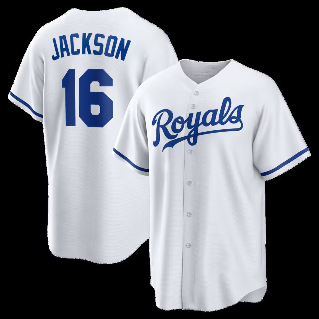 Kansas City Royals #16 Bo Jackson White AmberGomez Home Retired Player Replica Jersey