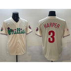 Philadelphia Phillies #3 Bryce Harper Cream AmberGomez Phanatic Limited Stitched Jersey