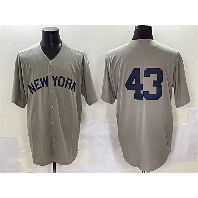 New York Yankees #43 Jonathan Lo¨¢isiga Gray AmberGomez Cool Base Stitched Jersey
