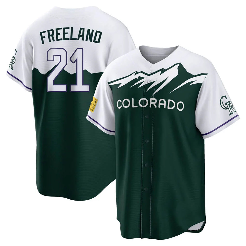 Colorado Rockies #21 Kyle Freeland Player Green AmberGomez City Connect Home Game Stitched Jerseys