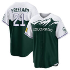 Colorado Rockies #21 Kyle Freeland Player Green AmberGomez City Connect Home Game Stitched Jerseys