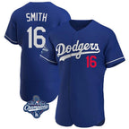 Los Angeles Dodgers #16 Will Smith Player Royal AmberGomez World Series Meet Limited Elite Home Stitched Jerseys