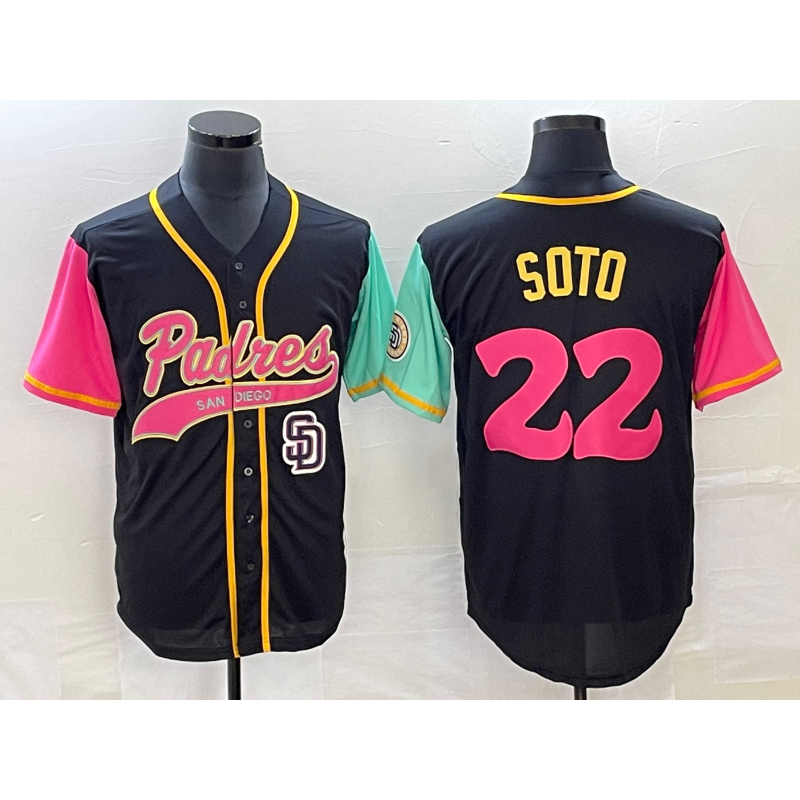 San Diego Padres #22 Juan Soto Black AmberGomez NEW 2023 City Connect Cool Base Stitched Jersey 2