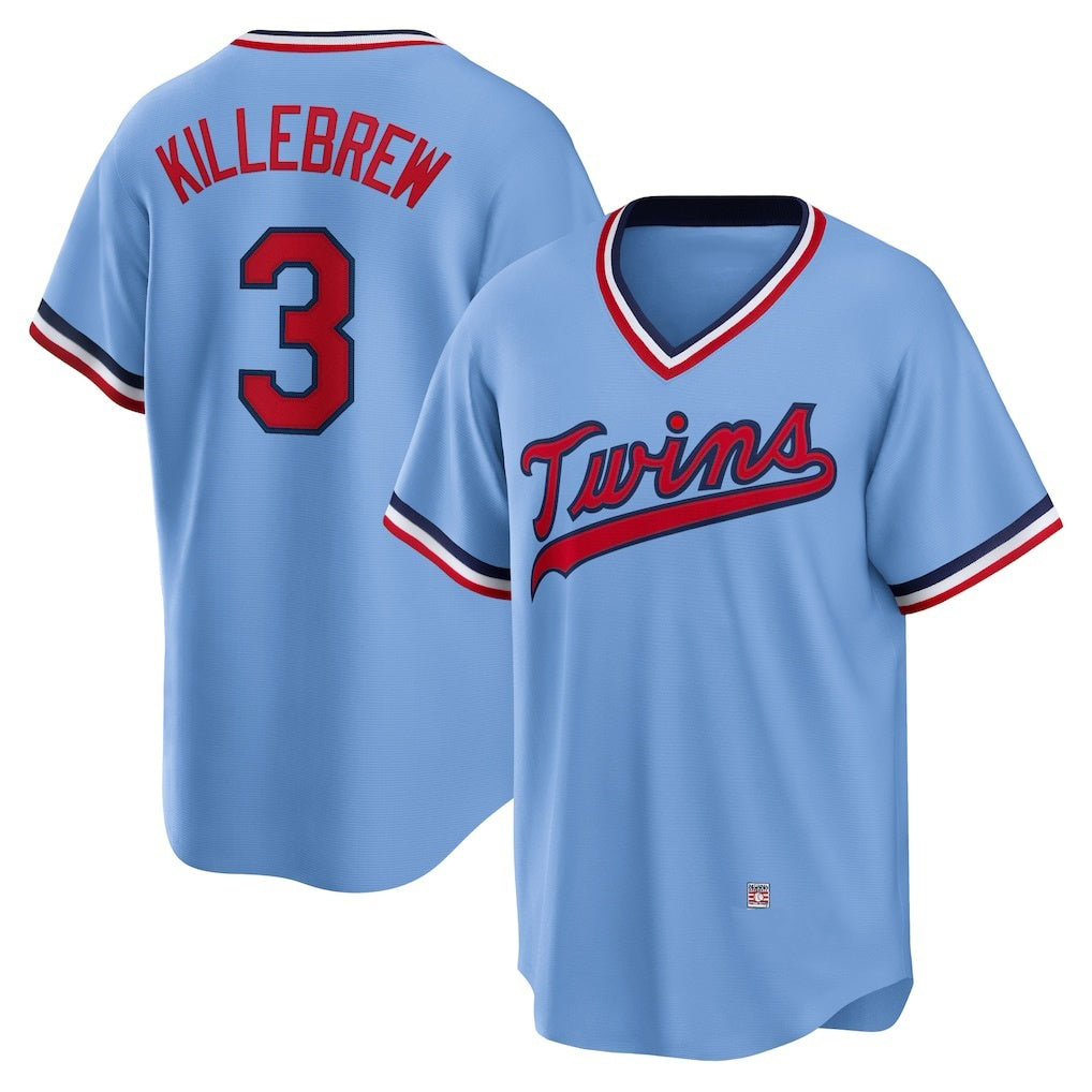 Minnesota Twins #3 Harmon Killebrew Light Blue AmberGomez Road Cooperstown Collection Player Jersey
