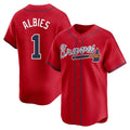 Atlanta Braves #1 Ozzie Albies Player Red AmberGomez Limited Home Game Stitched Jerseys