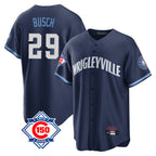 Chicago Cubs #29 Michael Busch Player Navy AmberGomez 150th Anniversary City Connect Home Game Stitched Jerseys