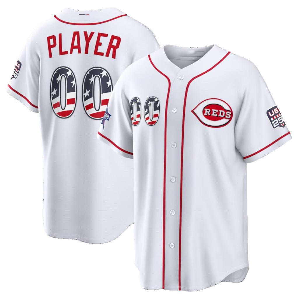 Custom Cincinnati Reds 2026 All-Star Edition Stars & Stripes White AmberGomez Stadium Pick-A-Player Jersey