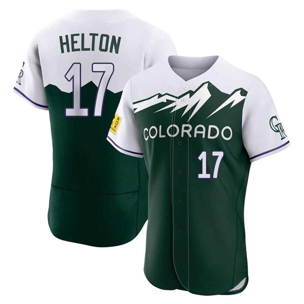 Colorado Rockies #17 Todd Helton Player Green AmberGomez City Connect Limited Elite Home Stitched Jerseys