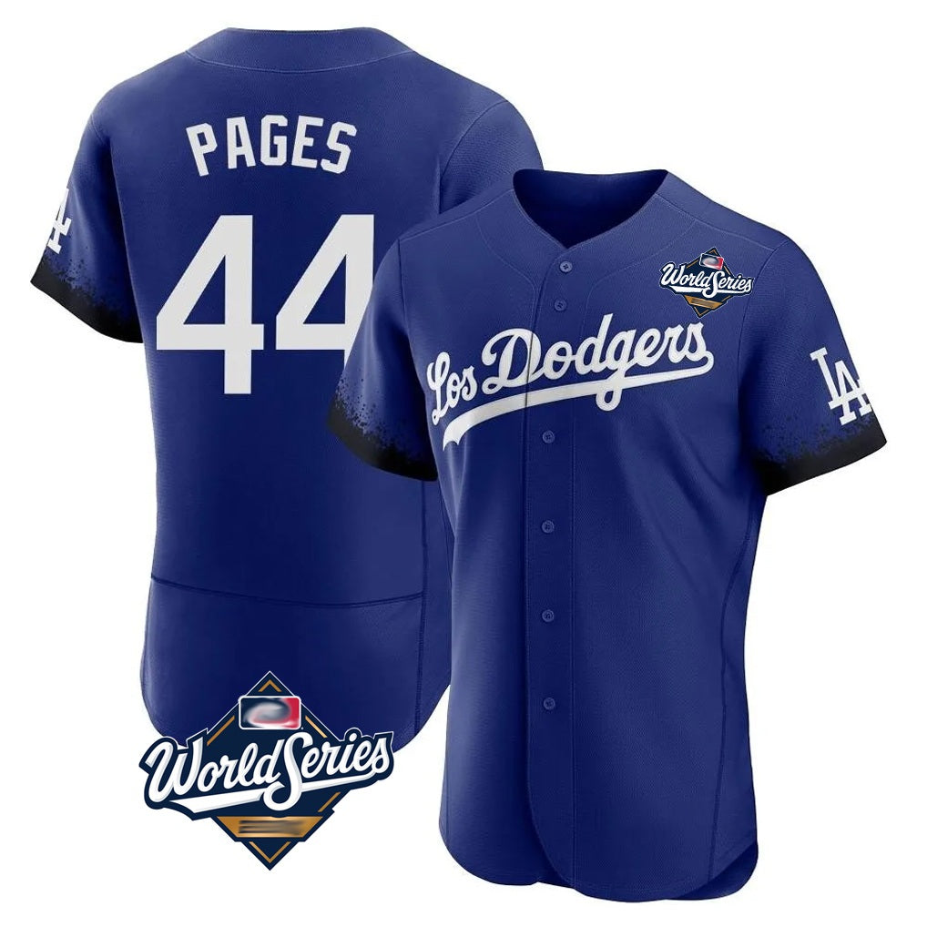 Los Angeles Dodgers #44 Andy Pages Player Royal AmberGomez World Series City Connect Elite Home Stitched Jerseys