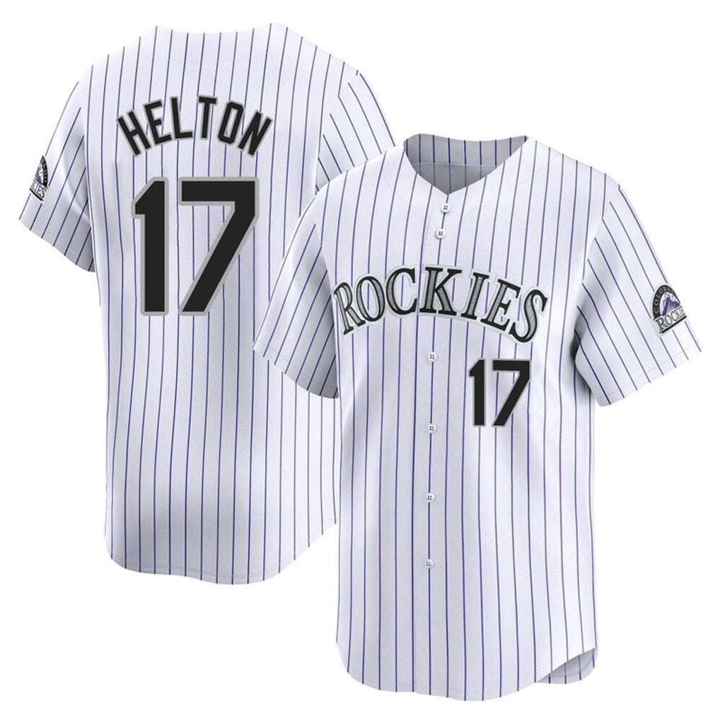 Colorado Rockies #17 Todd Helton Player White AmberGomez Limited Home Stitched Jerseys
