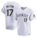 Colorado Rockies #17 Todd Helton Player White AmberGomez Limited Home Stitched Jerseys