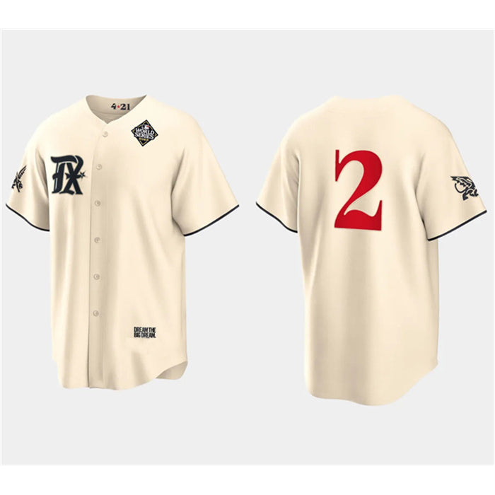 Texas Rangers #2 Marcus Semien Cream AmberGomez 2023 World Series City Connect Stitched Jersey
