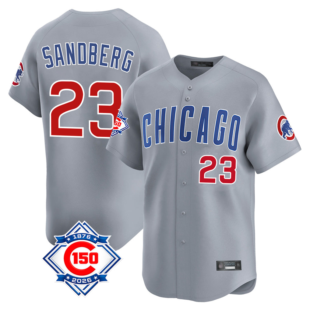 Chicago Cubs #23 Ryne Sandberg Player Gray AmberGomez Road 150th Anniversary Limited Home Stitched Jerseys