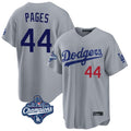 Los Angeles Dodgers #44 Andy Pages Player Gray AmberGomez World Series Meet Game Home Stitched Jerseys