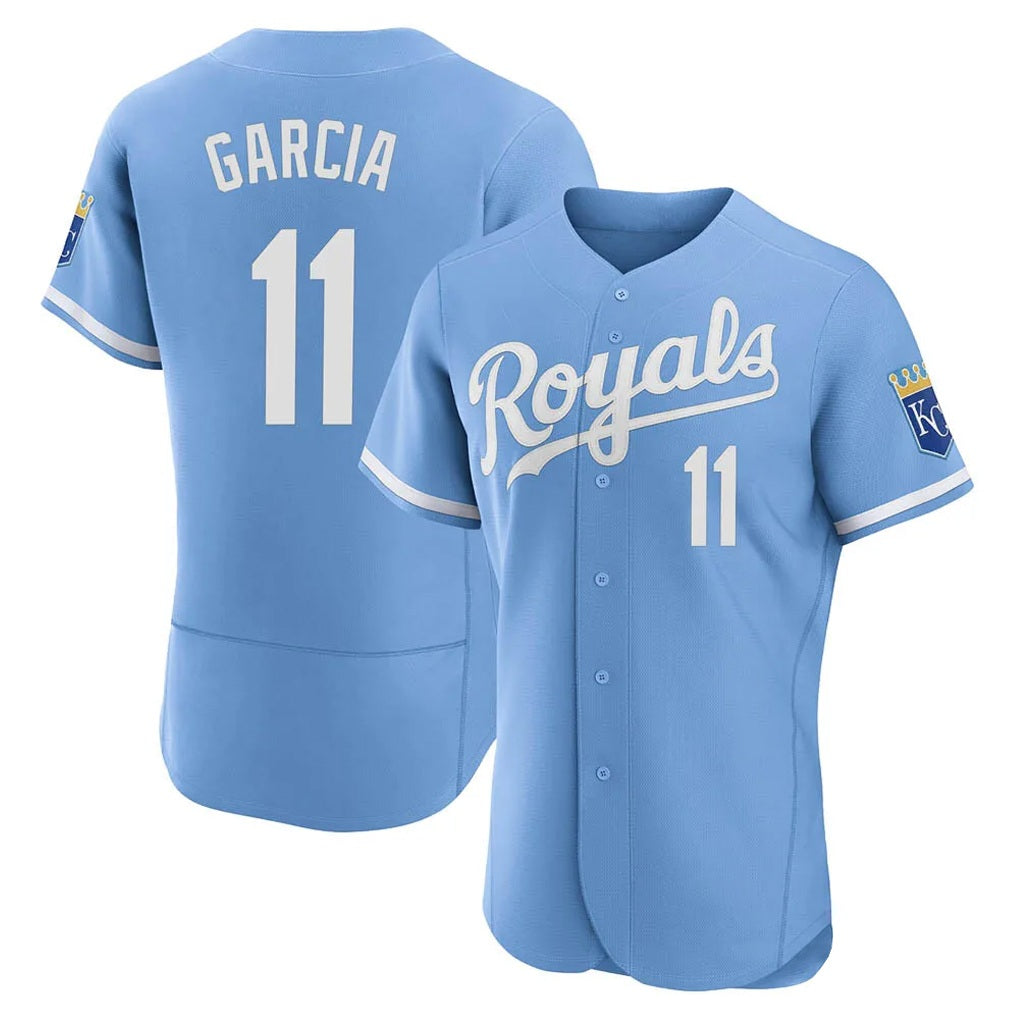 Kansas City Royals #11 Maikel Garcia Player Light Blue AmberGomez Alt Limited Elite Home Stitched Jerseys