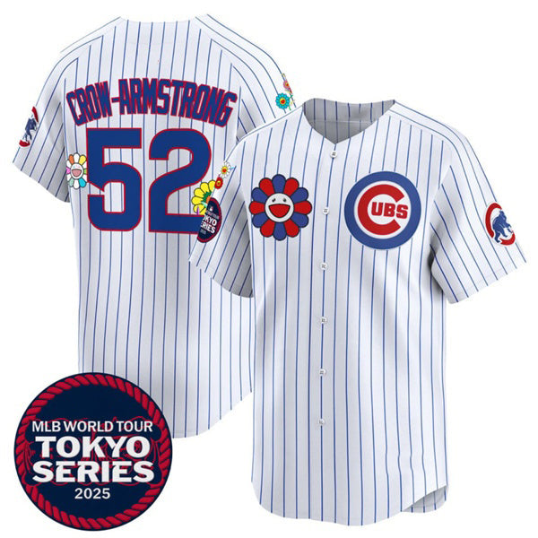 Chicago Cubs #52 Pete Crow-Armstrong White AmberGomez 2025 Tokyo Series Limited Stitched Jersey 2
