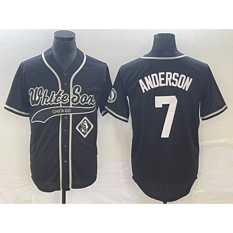 Chicago White Sox #7 Tim Anderson Black AmberGomez Cool Base Stitched Jersey 2