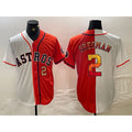 Houston Astros #2 Alex Bregman White Orange AmberGomez Split Stitched Jerseys