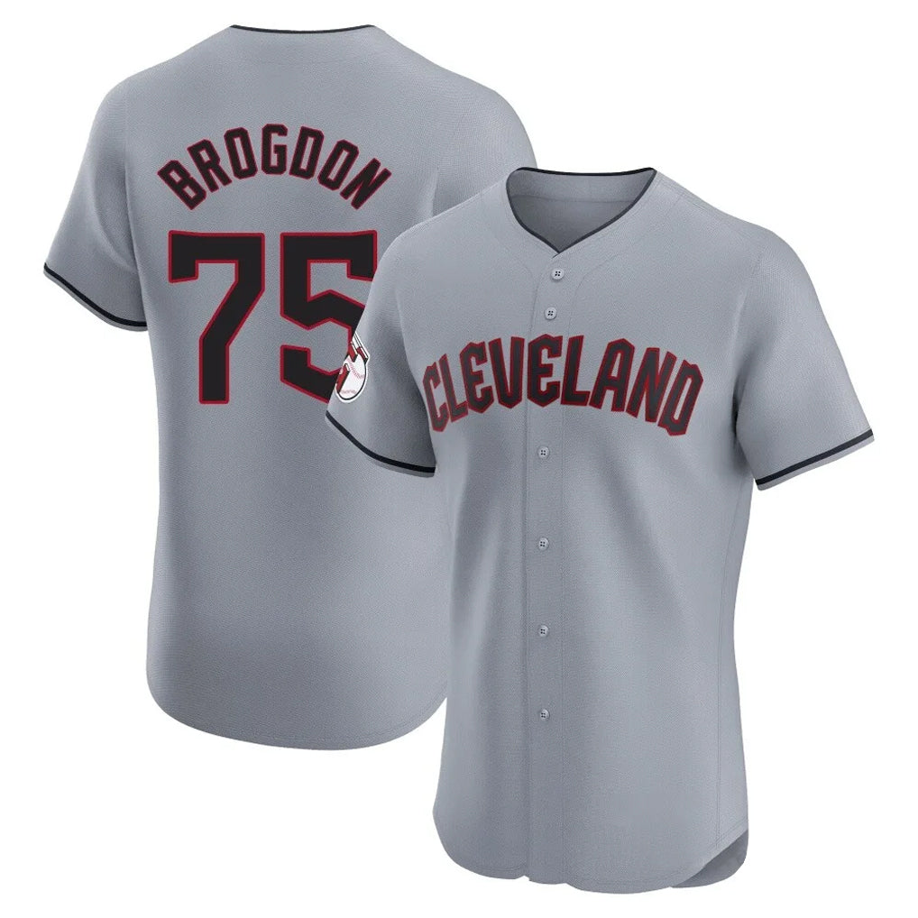 Cleveland Guardians #75 Connor Brogdon Player Gray AmberGomez Road Limited Elite Home Stitched Jerseys